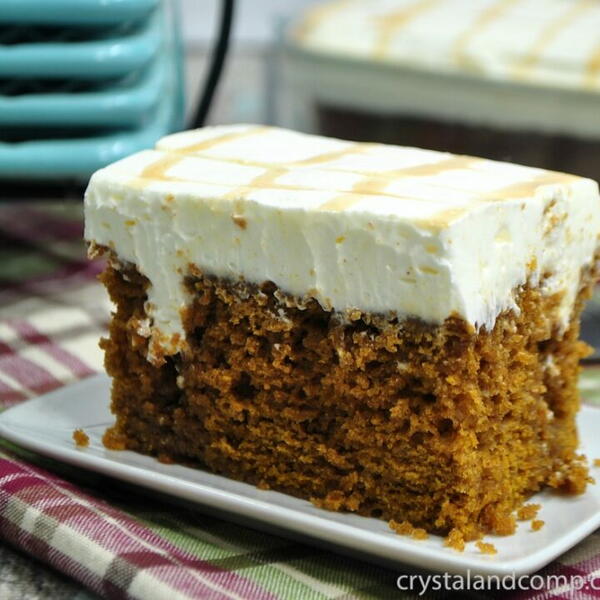 Pumpkin Caramel Poke Cake