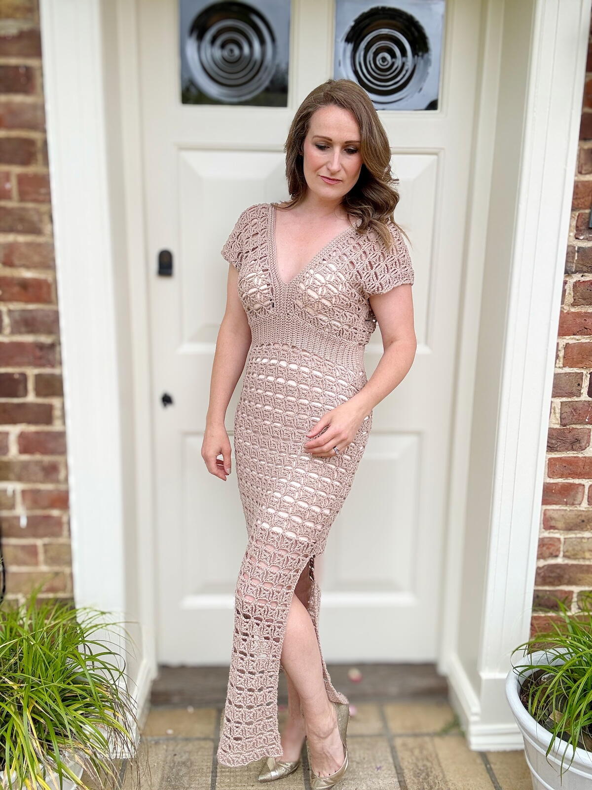 Penelope Sleeveless Deep V Neck Feather Maxi Dress