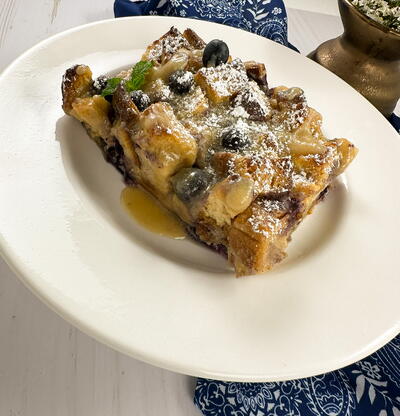 Louisiana Blueberry Bread Pudding