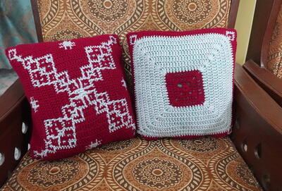 Crochet Mosaic Pillow/cushion 