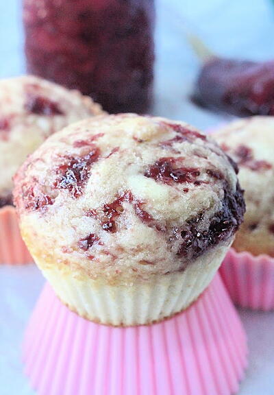 Jam Swirled Cream Cheese Muffins