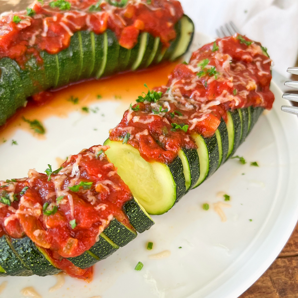 Hasselback Zucchini With Tomato Sauce | Irresistibly Delicious Recipe