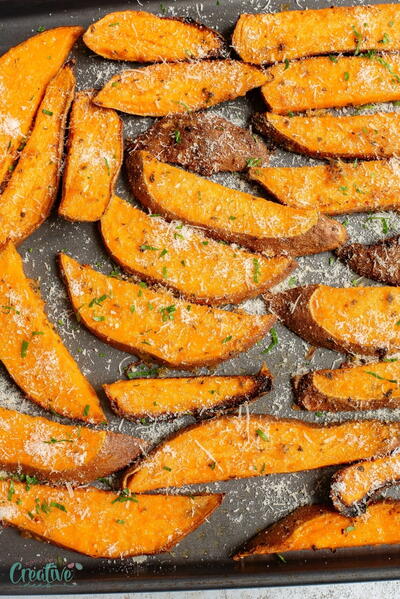 Garlic Parmesan Sweet Potato Wedges