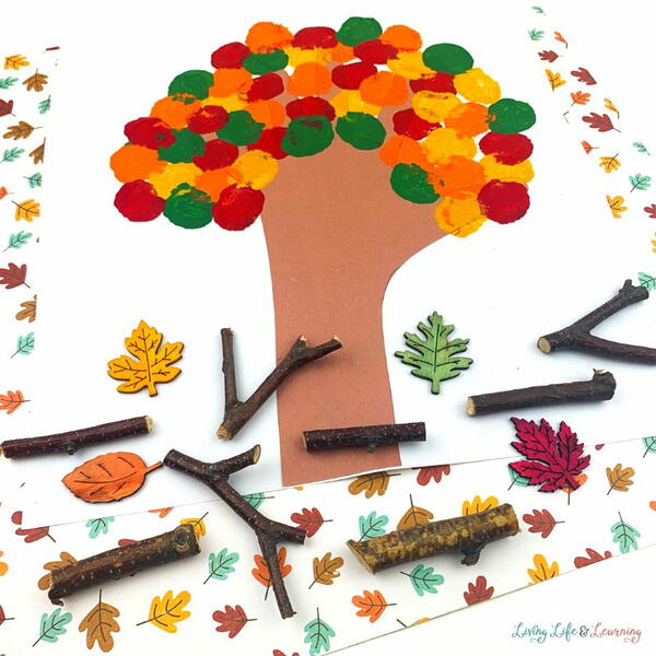 Fall Tree Craft With Pom Poms