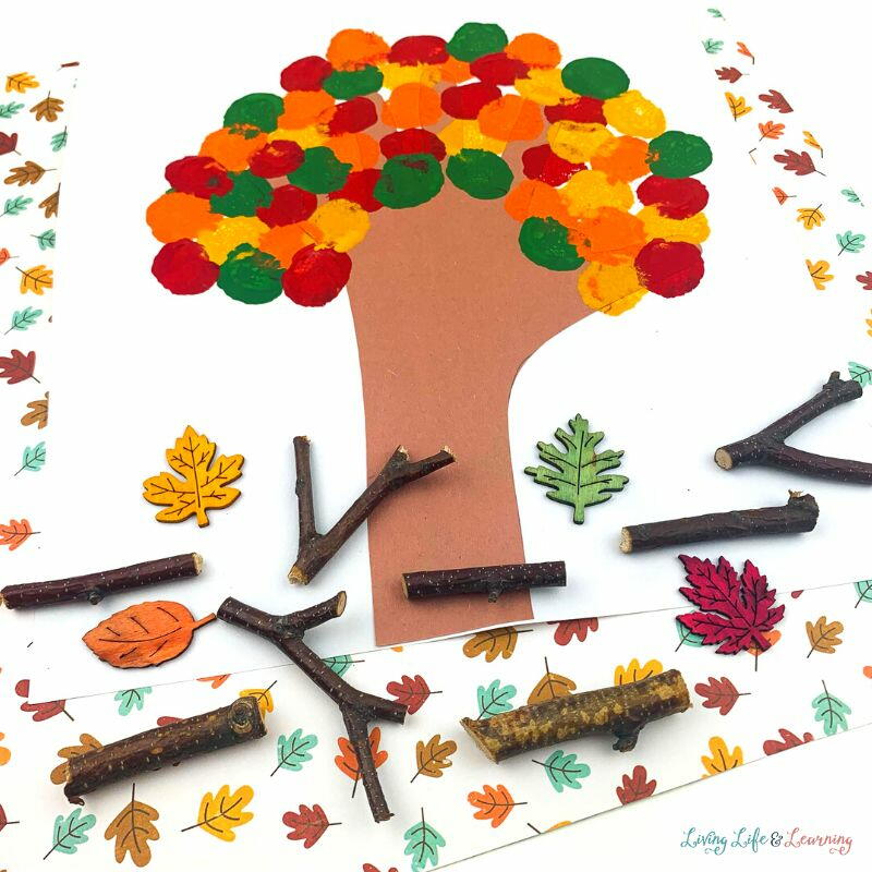 Fall Tree Craft With Pom Poms | AllFreeKidsCrafts.com