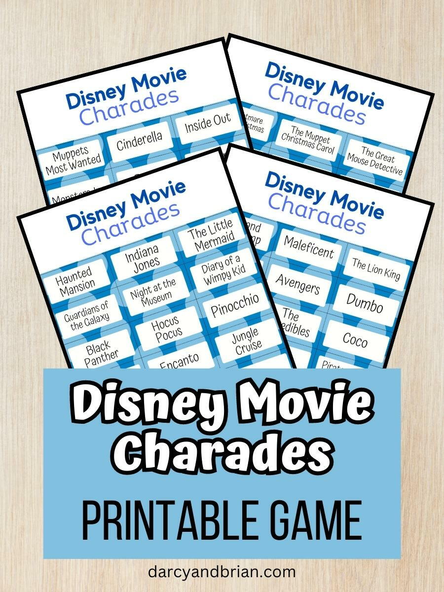 Disney Movie Charades Printable Game For Kids | AllFreeKidsCrafts.com