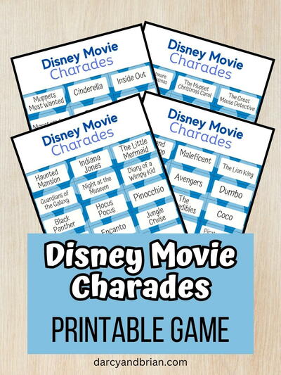 Disney Movie Charades Printable Game For Kids
