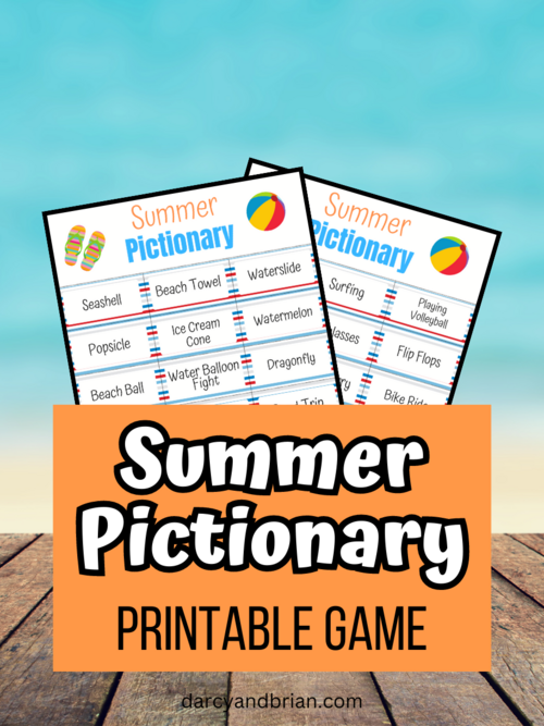 Printable Summer Pictionary Game For Kids