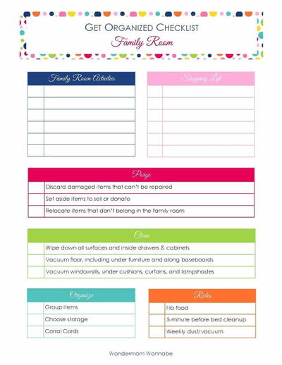 Get Organized Checklist For Your Family Room