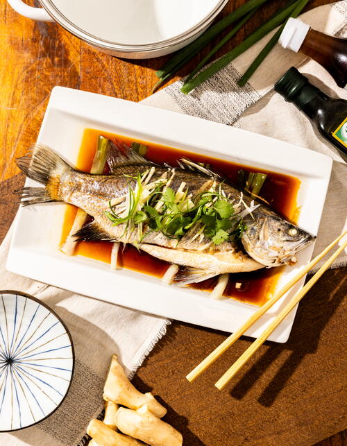 Steamed Fish with Spring Onion and Ginger