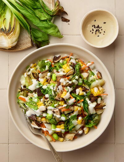 Baby Bok Choy Shiitake Mushroom and Edamame Salad