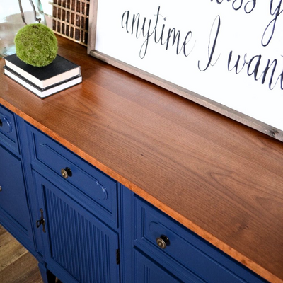Stained Wood Blue Dresser