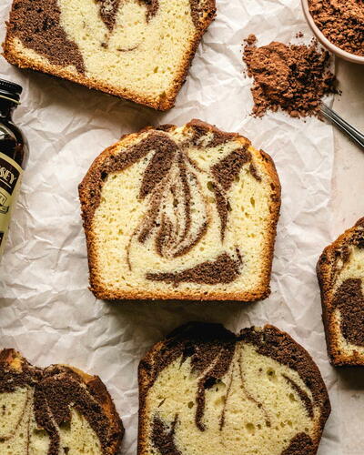 Moist Vanilla Chocolate Marble Pound Cake (loaf)