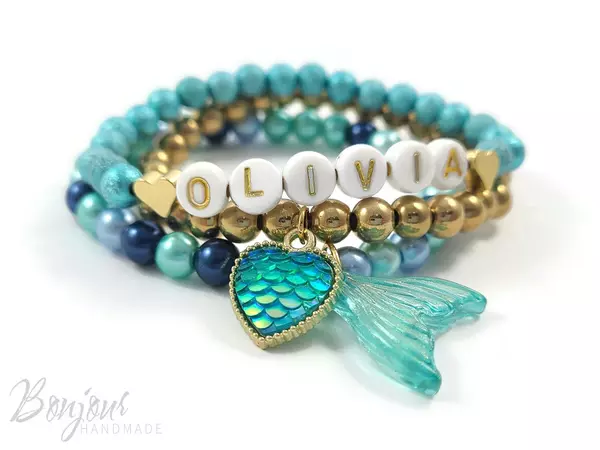 Splash Into Style: The Personalized Mermaid Bracelet Set