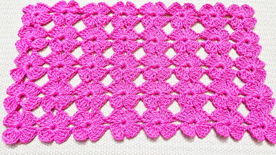 Ornate Crochet Flower Rectangle Tablemat