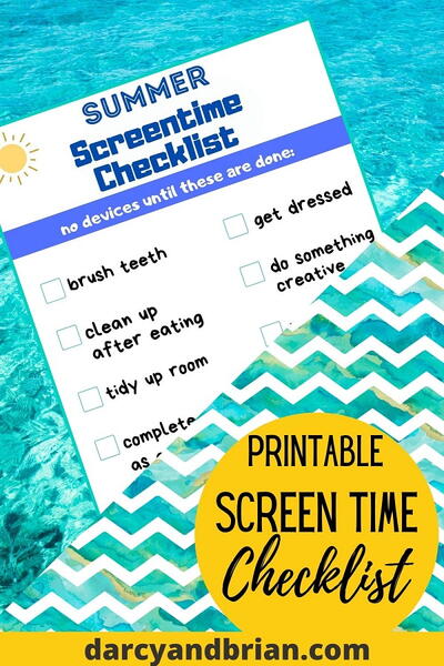 Printable Summer Screen Time Checklist