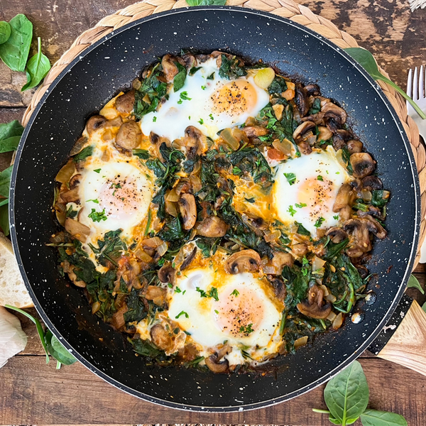 Spinach And Mushroom Egg Skillet | Quick & Easy One-pan Recipe