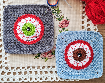 Halloween Eyeball Granny Square