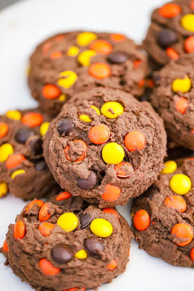 Chocolate Reese’s Pieces Cookies