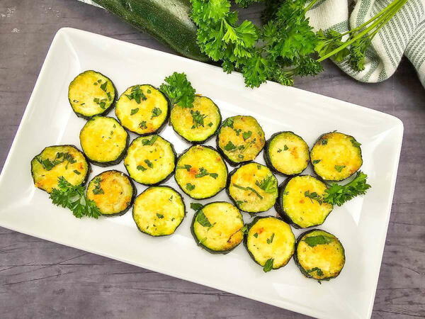 Baked Zucchini Slices With Garlic And Parmesan