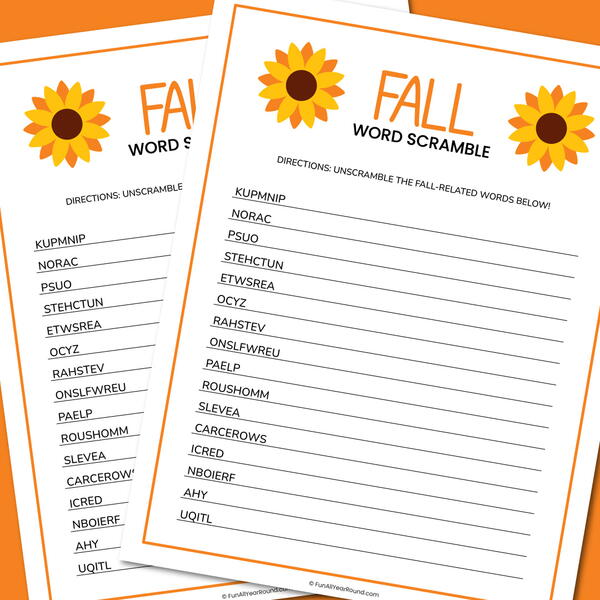 Fall Word Scramble