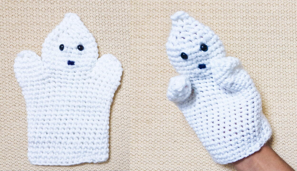 Halloween Crochet Ghost Hand Puppet | FaveCrafts.com