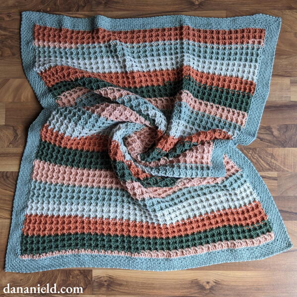 Waffle Stitch Crochet Baby Blanket + Moss Stitch Border