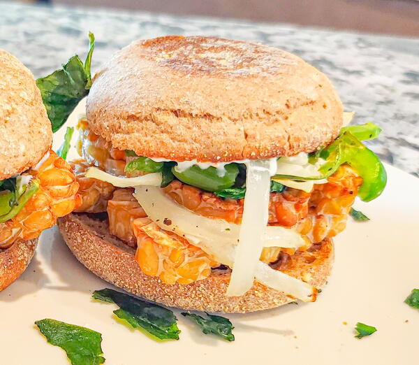 Tempeh And Veggie Breakfast Sandwich