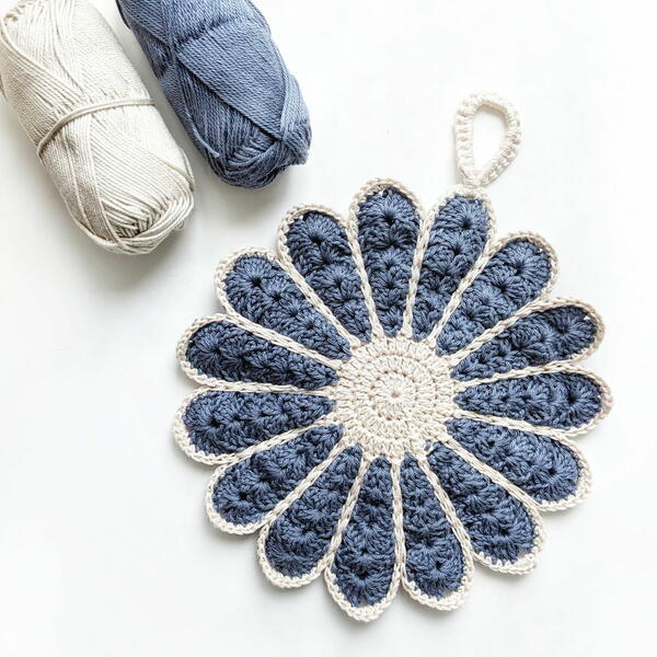 Vintage Crochet Flower Potholder