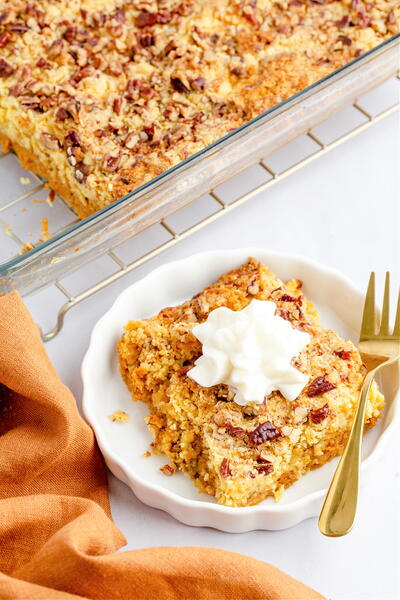 Magical Pumpkin Pecan Dump Cake