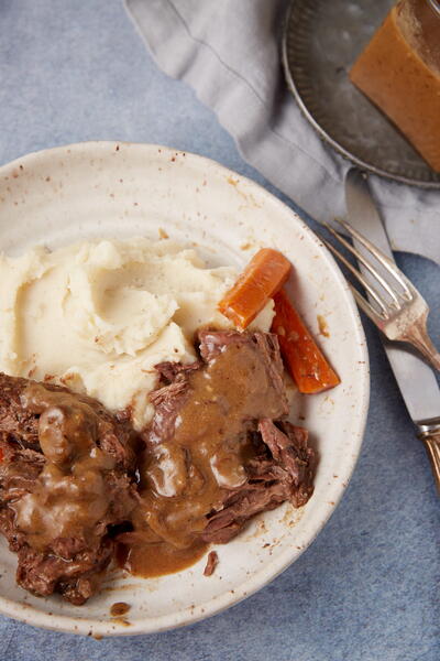 Slow Cooker Pot Roast With Mushroom Gravy