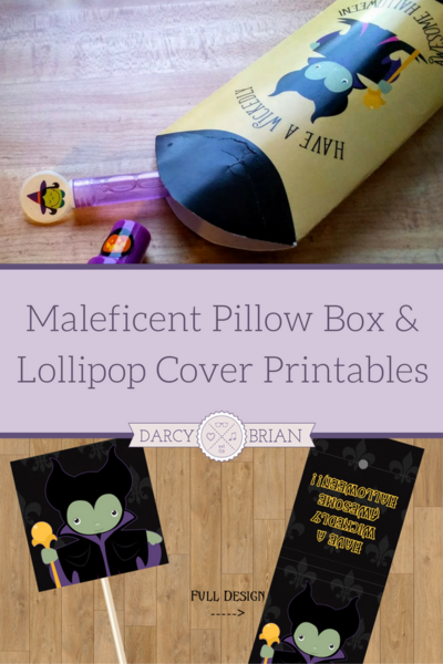 Maleficent Lollipop Covers And Pillow Box Printables For Halloween Candy