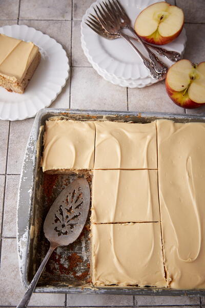 Apple Sheet Cake With Caramel Frosting