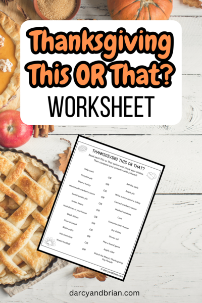 Thanksgiving This Or That Questions Printable Worksheet