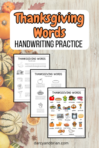 Thanksgiving Word List And Handwriting Practice