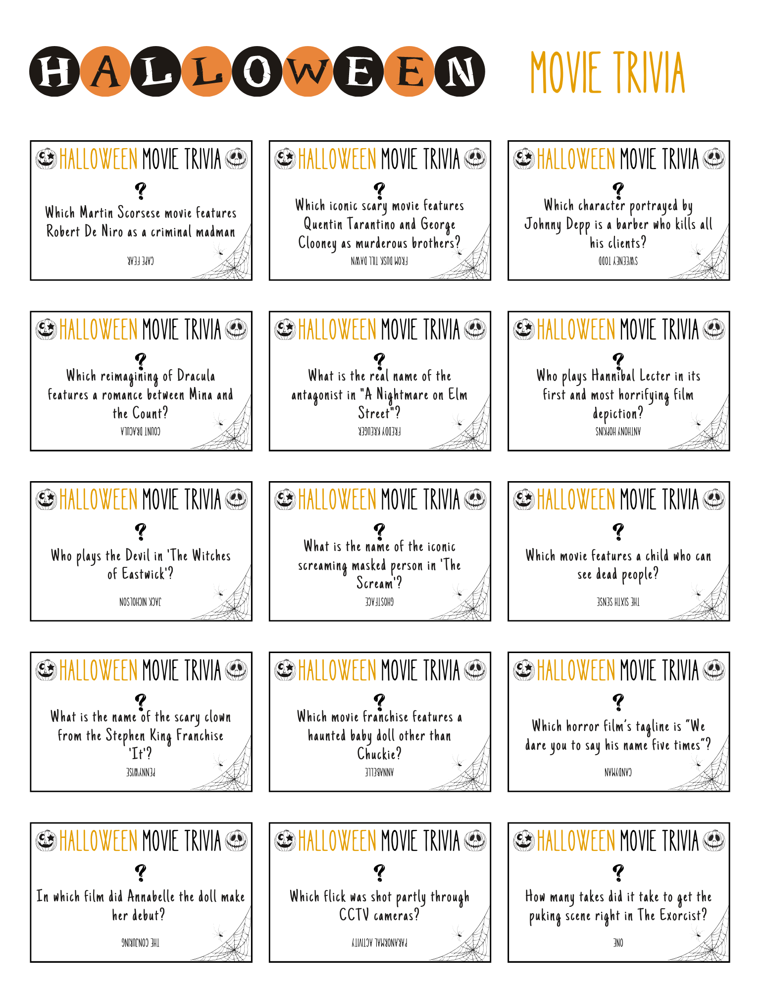 Halloween movie trivia discount