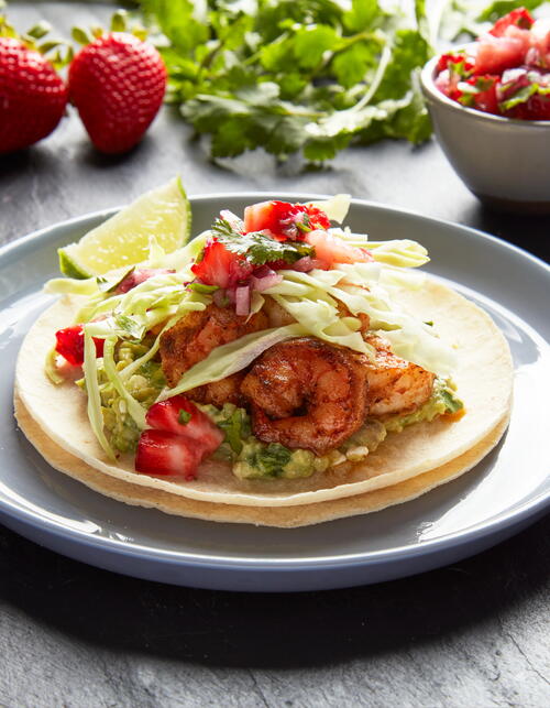 Shrimp Tacos with Strawberry Salsa