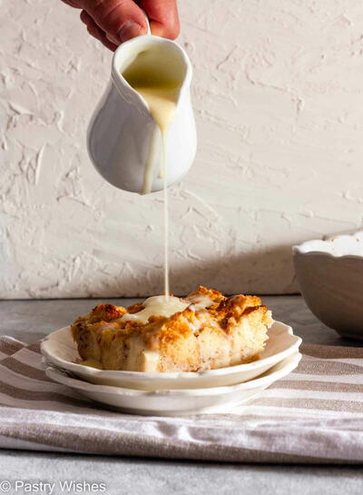 Easy Bread Pudding With Vanilla Sauce!