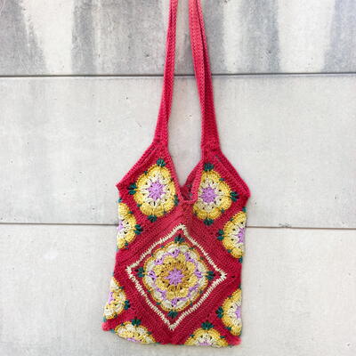 Flower Granny Squares Tote Bag 