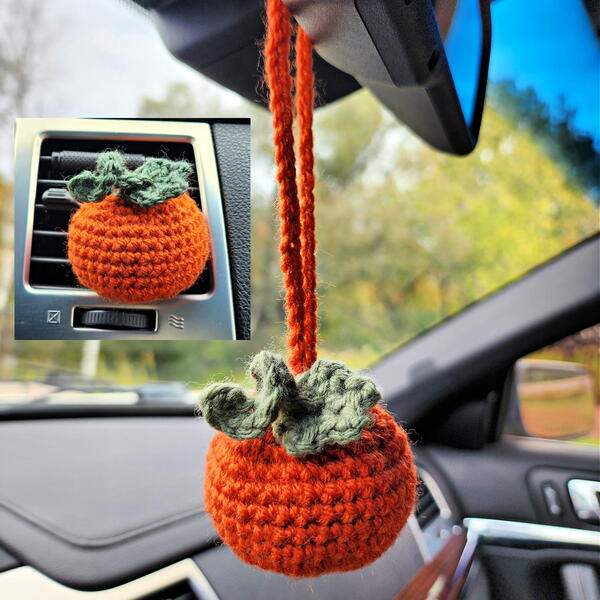 Pumpkin Crochet Vent Clip Air Freshener