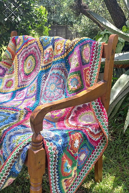 Flower Granny Square Blanket -african Patchwork Afghan