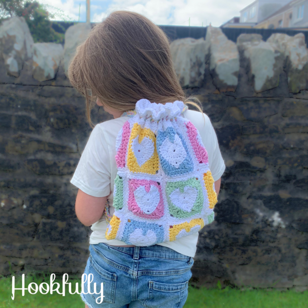 Heart Granny Square Backpack For Kids