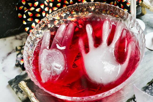 Bloody Halloween Punch With Ghost Hands