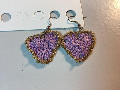 Crochet Heart Earrings 