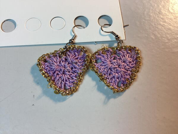 Crochet Heart Earrings