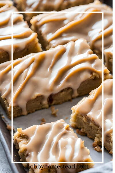 Brown Butter Apple Blondies With Cinnamon Maple Glaze