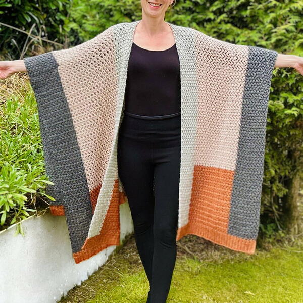 Color Block Crochet Ruana