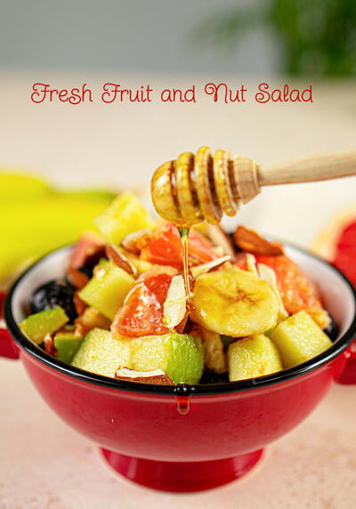 Fruit And Nut Salad With Honey Drizzle