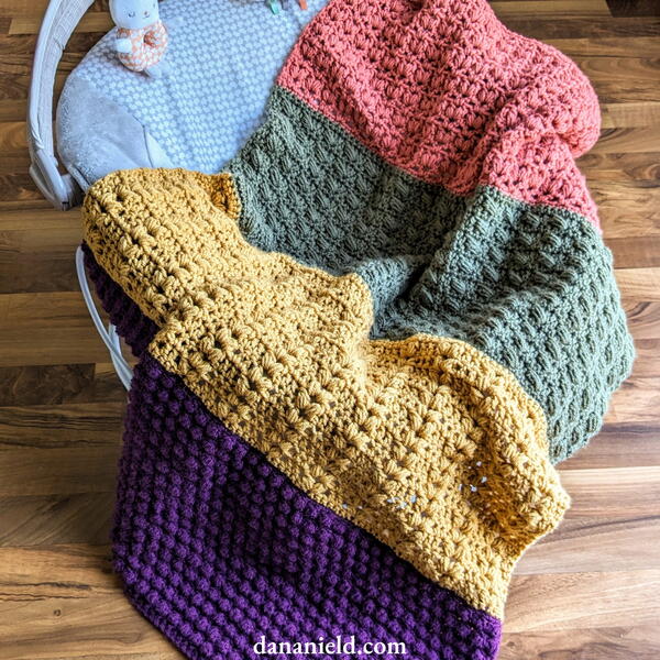 Puff Stitch Panel Crochet Baby Blanket