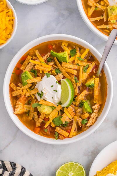 Chicken Tortilla Soup (with Rotisserie Chicken)